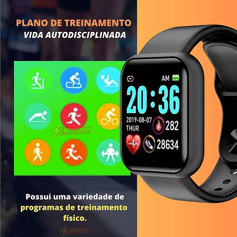 Relógio Smartwatch D20 - Notificações, redes sociais, músicas, saúde