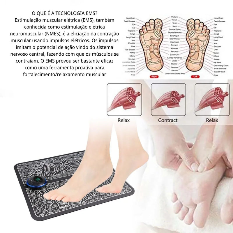 Tapete massageador elétrico para os pés - Recarregável USB