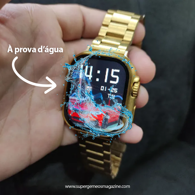 Smartwatch Gold™ 2024 + Brindes: 3 pulseiras, 1 carregador, 1 película protetora e 1 regulador