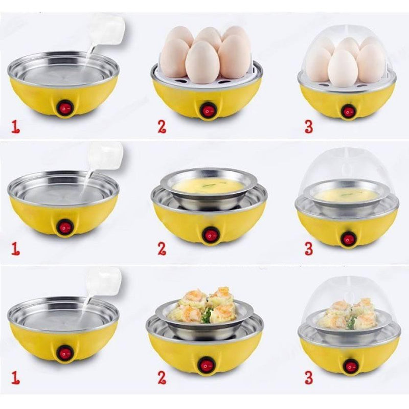 Cozedor Elétrico p/ até 7 ovos e outros alimentos - Automático, Portátil, Níveis de cozimento
