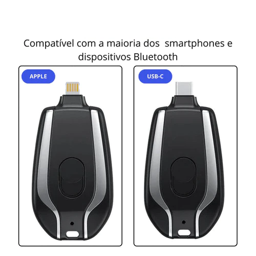Mini Carregador de chaveiro portátil p/ iPhone e Type-C | Lançamento 2023